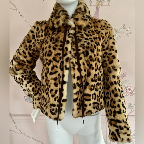 MOSCHINO Cheap and Chic leopard print rabbit fur jacket - Picture 1 of 16
